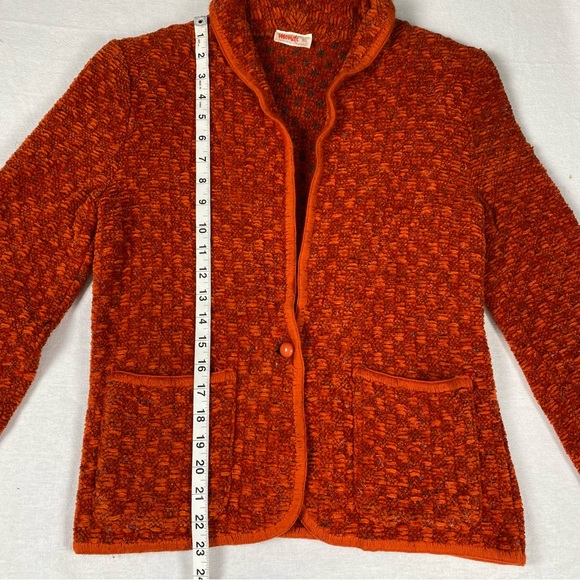 Vintage Mondi Rust Orange Textured Plush Cardigan Shawl Collar Size 36 - Picture 7 of 13